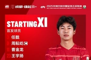  贵州筑城竞技vs成都蓉城B队比赛首发名单出炉！